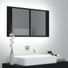 Koupelnový nábytek Nábytek XL LED koupelnová skříňka se zrcadlem černá 80 x 12 x 45 cm akryl