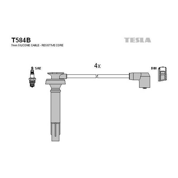 Zapalovací cívky Sada kabelů pro zapalování TESLA T584B