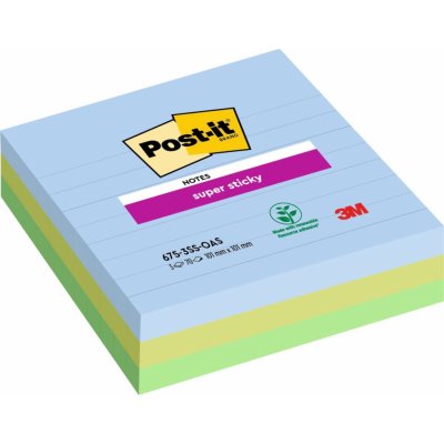 3M Post-it 675 Super Sticky - silně lepicí bloček - 101 x 101 mm, 3 x 70 l., Oasis – Zboží Dáma