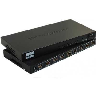 CABLE HDMI splitter 1-8 portů kovový s napájecím adaptérem, 3D, FULL HD KHSPLIT8B