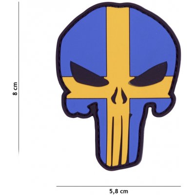 Gumová nášivka 101 Inc vlajka Punisher Head Švédsko - barevná – Sleviste.cz