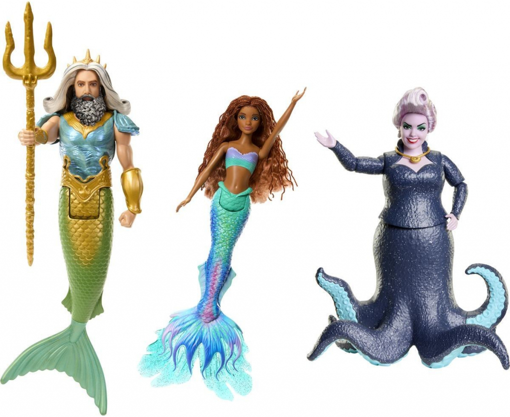 Mattel Disney Princess sada 3 ks panenek Malá mořská víla Ursula a Král Triton