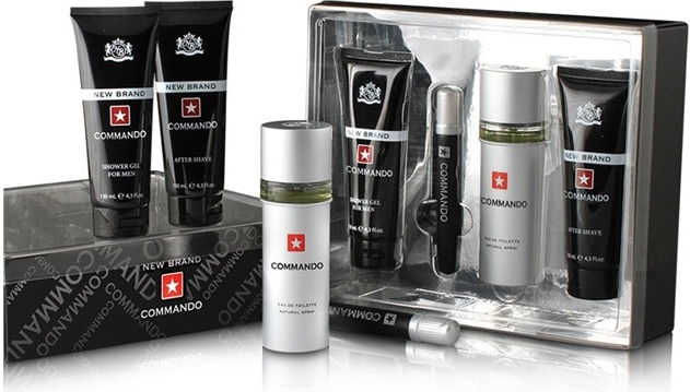 New Brand Prestige sada Commando Men EDT voda 100 ml +15 ml +shower gel 130 ml +after shave 130 ml