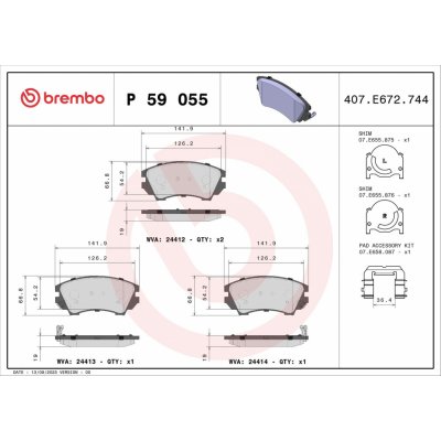 Sada brzdových destiček, kotoučová brzda BREMBO P 59 055X – Sleviste.cz