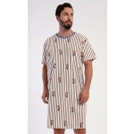 Vienetta MAN pánská noční košile s krátkým rukávem Bear hnědá – Zboží Dáma