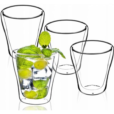 KADAX dvoustěnný skleněný hrnek "Haga" termo sklenice sklenice na džus čaj kávu 4 x 250 ml – Zboží Mobilmania