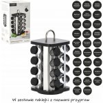 Chomik Čtvercová kořenka 16,5 x 16,5 x 33,5 cm s rukojetí 16 lahviček černo stříbrná – Hledejceny.cz