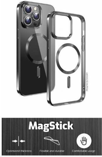Pouzdro Swissten Clear Jelly MagStick Metallic PRO iPhone 14 PRO černé;