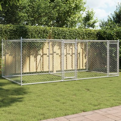 vidaXL Klec pro psy s dvířky šedá 400 x 200 x 150 cm – Zboží Dáma