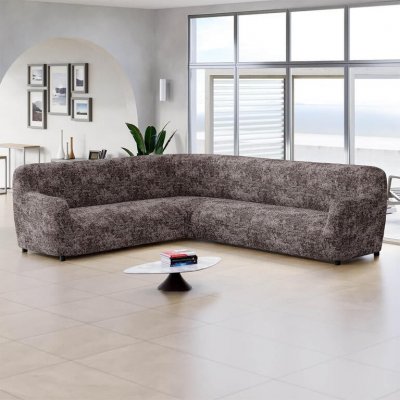 GA.I.CO bielastický potah na rohovou sedačku Marmo hnědý 350 - 530 cm – Sleviste.cz