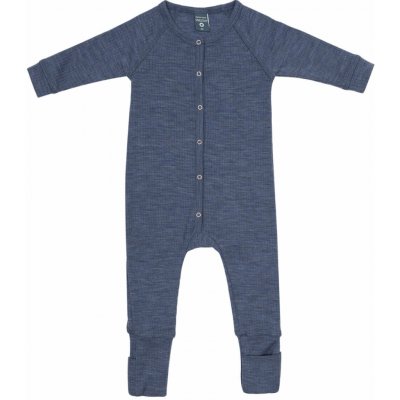 Rostoucí merino pyžamo dětské overal modré denim melange Smallstuff – Sleviste.cz