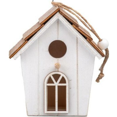 Závěs dřevo 105x120mm budka, přírodní, bílá – Hledejceny.cz