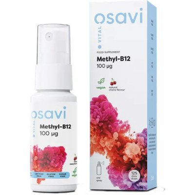 Osavi Methyl-B12 Oral Spray, Vitamín B12 ústní sprej, třešeň, 100 mcg, 25 ml – Zbozi.Blesk.cz