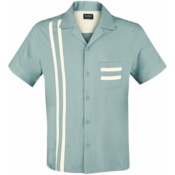 Chet Rock Lucky Stripe Bowling shirt petrolejová bílá košile s krátkým  rukávem od 417 Kč - Heureka.cz