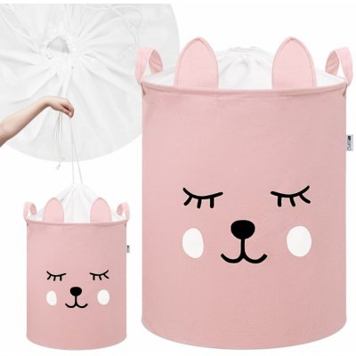 SIPO Koš uzavíratelný bavlna Bear růžový 43 L – Zboží Dáma