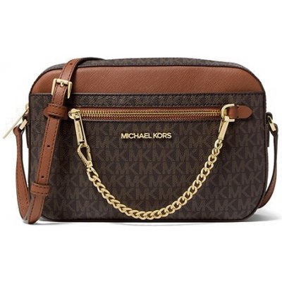 Michael Kors jet set large crossbody chain logo hnědá – Zboží Mobilmania