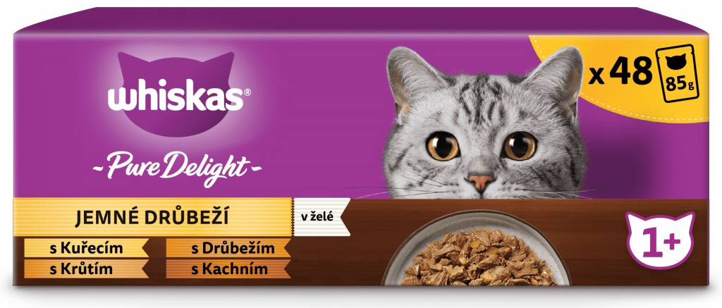 Whiskas Casserole drůbeží výběr v želé pro dospělé kočky 48 x 85 g