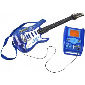 ISO rocková elektrická kytara + zesilovač a mikrofon modrá