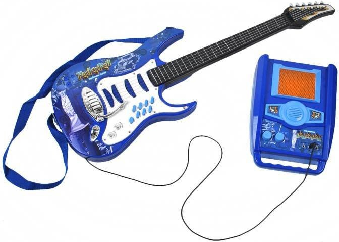 ISO rocková elektrická kytara na baterie + zesilovač a mikrofon modrá od  989 Kč - Heureka.cz