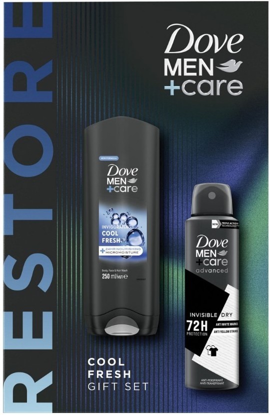 Dove Men Cool Fresh sprchový gel 250 ml + Invisible Dry antiperspirant sprej 150 ml