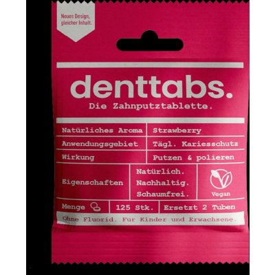 Denttabs přírodní v tabletách pro děti jahoda bez fluoridu 125 ks 40 g – Hledejceny.cz