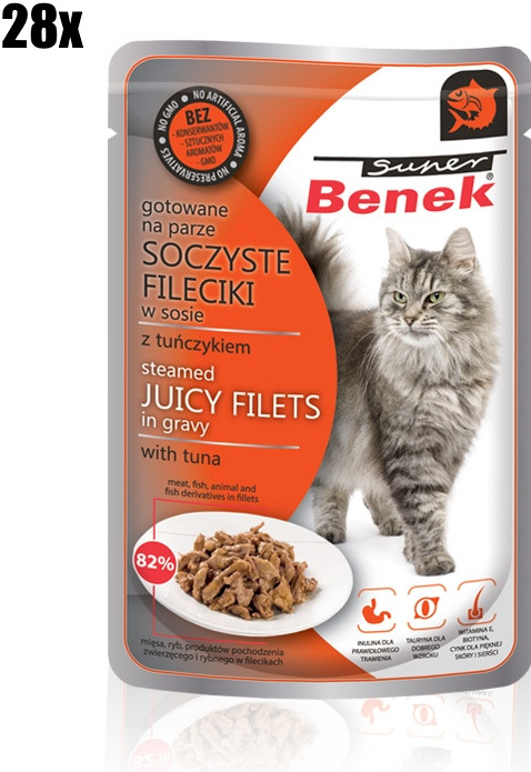 Super Benek dušené filetky s tuňákem v omáčce 28 x 85 g