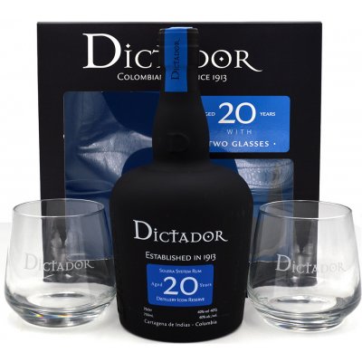 Dictador 20y 40% 0,7 l (dárkové balení 2 sklenice) – Zbozi.Blesk.cz