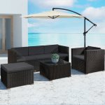 Juskys Zahradní ratanový set Punta Cana L - černý/antracit podušky – Sleviste.cz