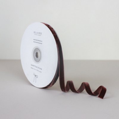 Bella Rose Sametová stuha 1 cm – Brown (10 m), hnědá barva, textil – Zboží Dáma