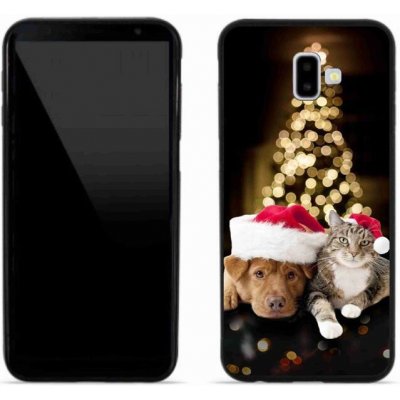 Pouzdro mmCase Gelové Samsung Galaxy J6 Plus - vánoční pes a kočka
