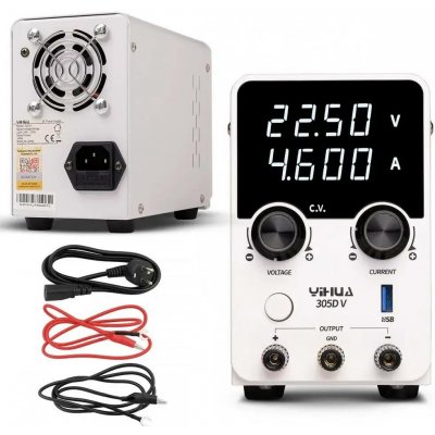 Laboratorní zdroj YIHUA 305D-V, 30V/5A+USB 20W QC3.0, spínaný – Sleviste.cz