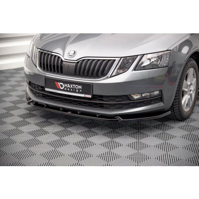 Maxton Design spoiler pod přední nárazník ver.1 pro Škoda Octavia Mk3 Facelift, černý lesklý plast ABS | Zboží Auto