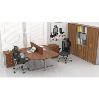 NABYTEK-DESIGNOVY.CZ - ZEP 2.12P 19 Sestava kancelářského nábytku Komfort 2.12 ořech/šedá – Zboží Dáma