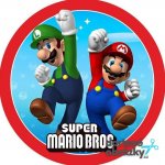 Jedlý tisk SUPER MARIO ● materiál: FONDÁNOVÝ DECORLIST ✴️, ● velikost: průměr 12 cm ☝ – Zboží Mobilmania