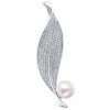 Brož JwL Luxury Pearls perlová brož lísteček 2v1 JL0701