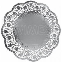Dekorativní krajky kulaté stříbrné Ø 32 cm [4 ks] (65483)