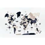 Dřevěná mapa světa na stěnu, 3D Barva: Černá, Velikost: S – Zboží Dáma