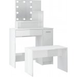 Nábytek XL sada s LED kompozitní dřevo 3114119 bílý vysoký lesk – Zboží Dáma