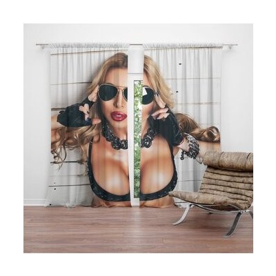 Sablio Závěs Žena s brýlemi: 2ks 140x250cm – Hledejceny.cz