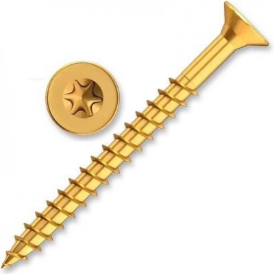 Vrut do dřeva univerzální, 5x80 mm, TX25, záp. hl., žl. Zn, celozávit – Hledejceny.cz