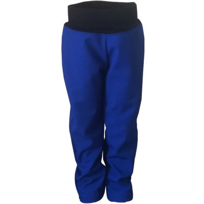 Dětské softshellové kalhoty bez kapes s fleecem tmavě modré s černým nápletem – Zboží Dáma