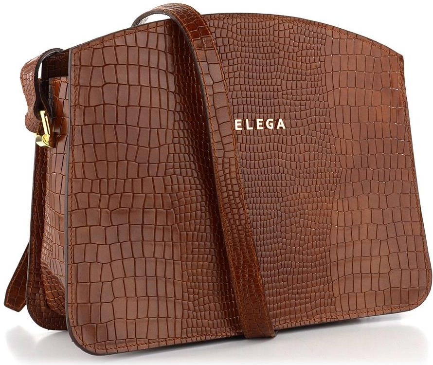 Elega crossbody kabelka kroko hnědá 69604