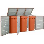 vidaXL Marketos Přístřešek na tři popelnice 207 x 77,5 x 112,5 cm nerezová ocel – Sleviste.cz
