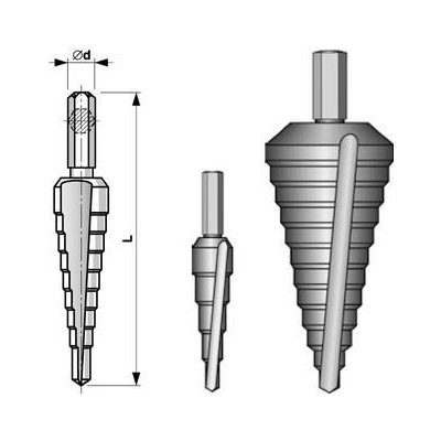 Bučovice Tools Stupňovitý vrták 6/30 HSS 6;8;10;12;14;16;18;20;22;24;26;28;30mm - stopka bit 1/4" - BU643-025 – Zboží Mobilmania