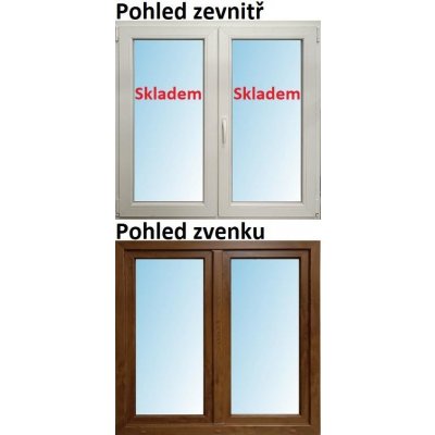 Soft Dvoukřídlé plastové okno 120x100 cm Zlatý dub / Bílá, Otevíravé i otevíravé a sklopné – Sleviste.cz