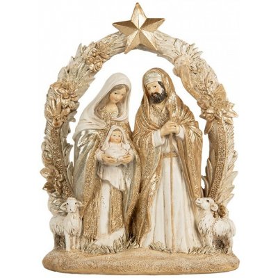 Béžovo-zlatá antik vánoční dekorace betlém - 19*7*24 cm - Clayre & Eef – Hledejceny.cz