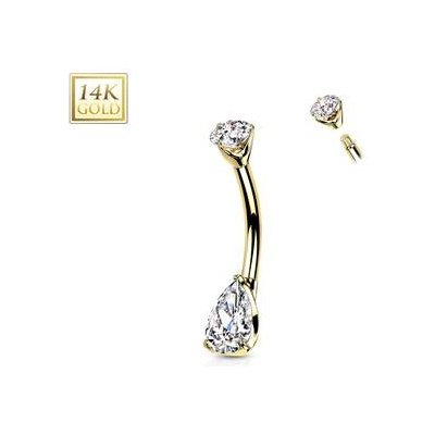 Šperky4U zlatý piercing do pupíku zirkon ve tvaru kapky ZL01226-YG – Zboží Mobilmania