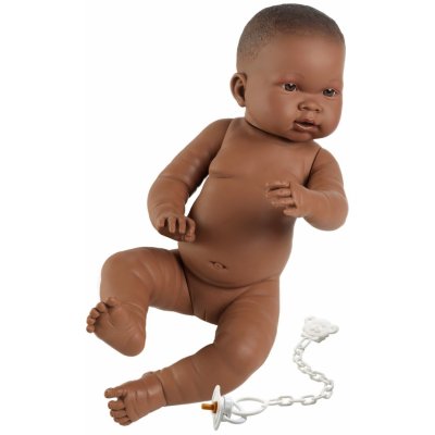 Llorens 45004 NEW BORN HOLČIČKA realistická miminko černé rasy s celovinylovým tělem 45 cm