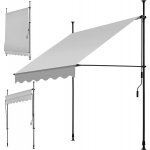 Tectake Upínací markýza s ruční klikou, výškově nastavitelná 150 x 180 cm, světle šedá – HobbyKompas.cz