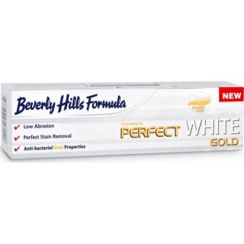 Beverly Hills Formula Perfect White Gold antibakteriální bělicí zubní pasta s částečkami zlata příchuť 100 ml